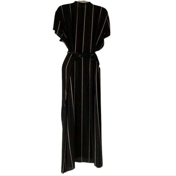LOFT Wrap Dress with White Stripes and belt - Picture 2 of 15